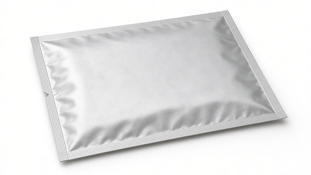 AI-generated illustration: sealed silver moisture barrier bag