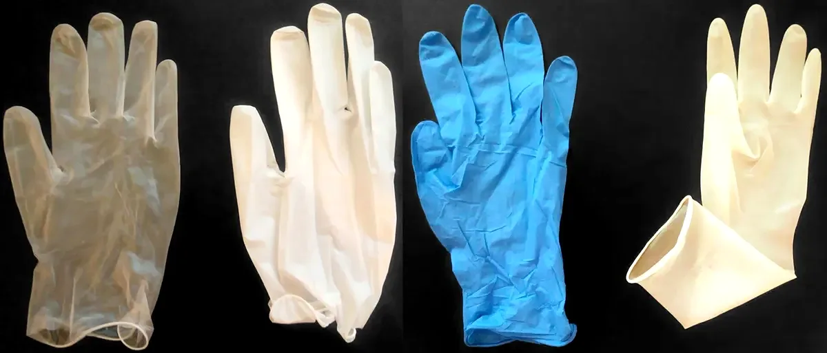 Disposable gloves of different materials